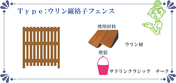 ウリン縦格子フェンスの詳細